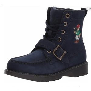 Polo Ralph Lauren Boys Ranger HI II Leon Bear Blue Leather Chukka Boot